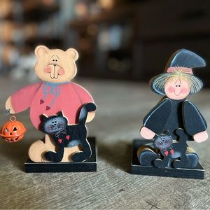 Halloween wooden votive holders…Bear and Witch